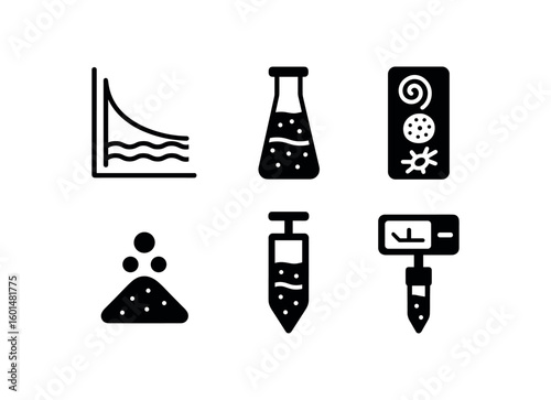 solid icon isolated sedimentation curve plot sediment settling tube sediment microfossil slide sediment pigment deposit sediment soil sampler sediment density meter