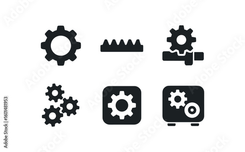 solid icon isolated gear wheel gear rack segment gear shaft pinion gear train assembly gear ucer unit gear module template