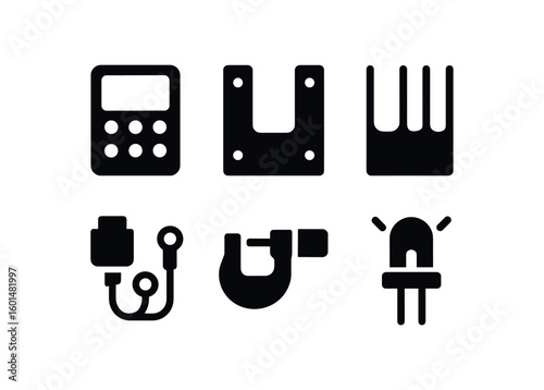 solid icon isolated device control panel device mounting bracket device heat sink device cable harness device calibration jig device status LED