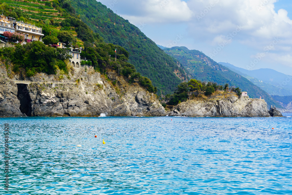 Naklejka premium Vernazza Town and Bay Aerial View