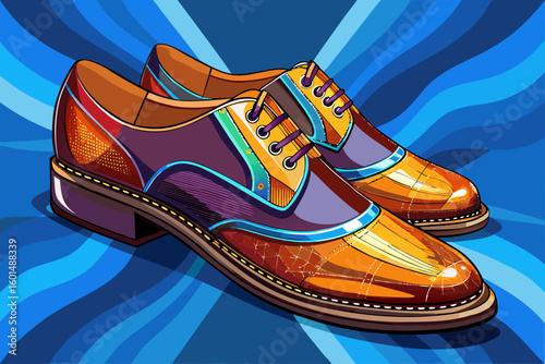 vector of A model of beautiful leather men's shoes on a blue background...