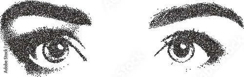 Eyes vintage y2k stipple art, mad halftone stipple brutalist retro vector png with transparent background, crazy 2000s aesthetic photocopy effect tattoo