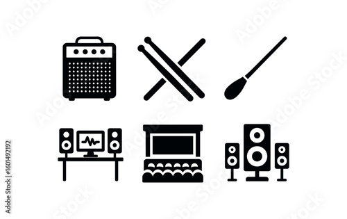 solid icon isolated bass amplifier dmstick orchestral baton recording studio concert hall surround speaker