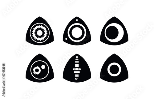 solid icon isolated rotary engine core rotor gear rotary engine core intake port rotary engine core ehaust port rotary engine core stationary gear rotary engine core spark plug well rotary