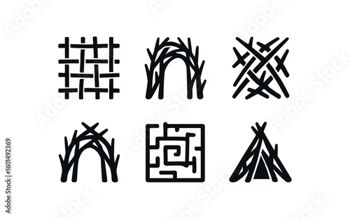 solid icon isolated thicket lattice thicket corridor thicket tangle thicket retreat thicket maze thicket shelter