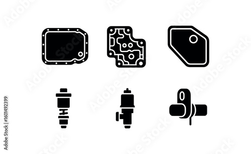solid icon isolated 8 speed automatic oil pan 8 speed automatic mechatronic unit 8 speed automatic filter screen 8 speed automatic pressure regulator 8 speed automatic accumulator 8 speed