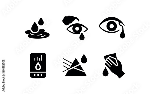 solid icon isolated tears reflection pool tears eye gland model tears tear duct map tears moisture sensor tears prism refraction tears cleaning wipe