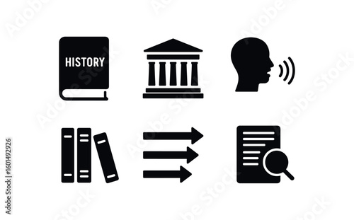 solid icon isolated history encyclopedia volume history heritage site history oral tradition recording history chronicle series history periodization schema history historiography analysis