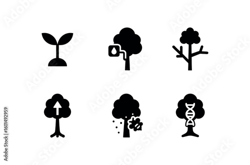 solid icon isolated tree seedling stage tree sap flow sensor tree branch scaffold tree phototropism ais tree pollination vector tree genetic marker