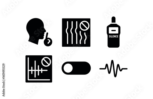 solid icon isolated silence detection algorithm silence soundproof panel silence noise meter silence sensor threshold silence mode switch silence period waveform