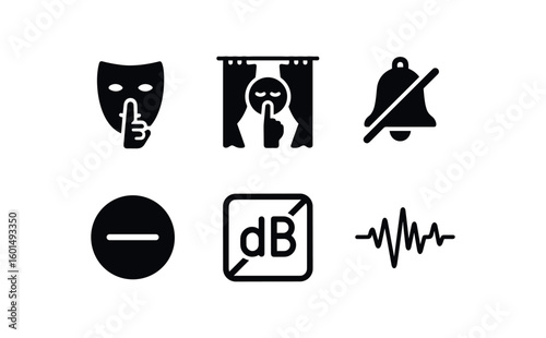 solid icon isolated silence ambient mask silence hush curtain silence meditation bell silence void space indicator silence decibel floor silence calm waveform