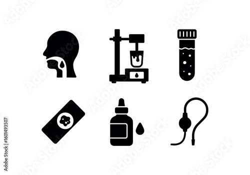 solid icon isolated phlegm phlegm viscosity meter phlegm culture tube phlegm sample slide phlegm stain kit phlegm spectrometer phlegm suction catheter