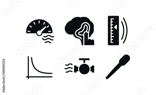 solid icon isolated sensation sensation scale dial sensation sensory corte map sensation intensity meter sensation adaptation curve sensation threshold valve sensation probe tip
