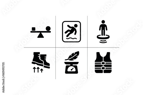 solid icon isolated ness balance beam zero gravity chamber levitation platform anti gravity boots feather scale buoyancy vest