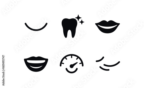 solid icon isolated smile arc indicator dental enamel shine lip corner lift joyful grin icon epression intensity meter happiness crease pattern
