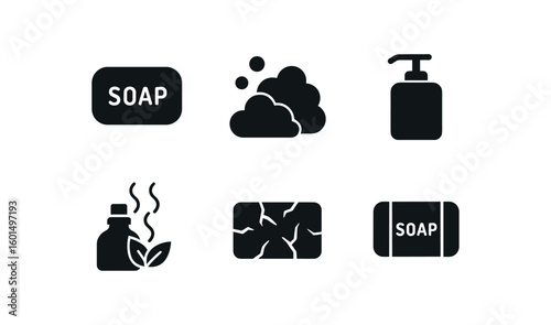 solid icon isolated soap bar block soap lather foam soap dispenser pump soap fragrance oil soap cracking mold soap wrapping paper