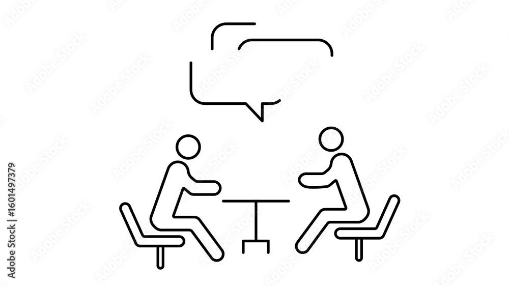 Animated meeting icons in thin line style Animated meeting icons in thin line style