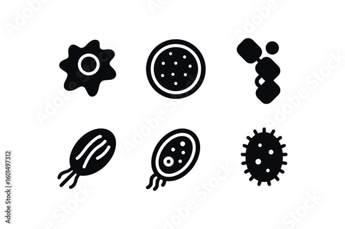 solid icon isolated parasitic infection trophozoite feeding vacuole parasitic infection cyst wall stctural protein parasitic infection antigenic variation cassette parasitic infection