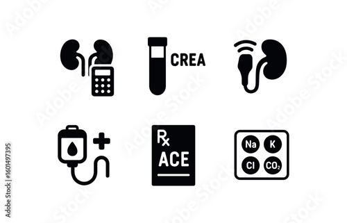 solid icon isolated chronic kidney disease glomelar filtration rate calculator chronic kidney disease sem creatinine assay chronic kidney disease renal ultrasound Doppler probe chronic