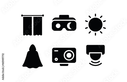 solid icon isolated darkness blackout curtain darkness night vision darkness absorber darkness shadow cloak darkness infra camera darkness nocturnal sensor