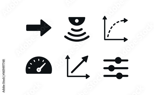 solid icon isolated movement vector arrow movement motion sensor movement trajectory path movement speedometer movement kinematic diagram movement slider control