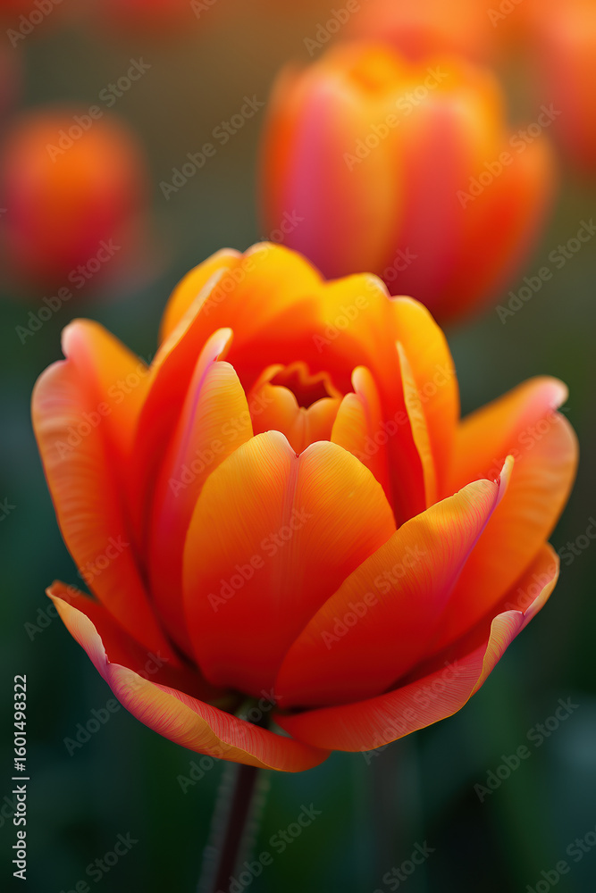 Fototapeta premium Orange tulip blooming in garden