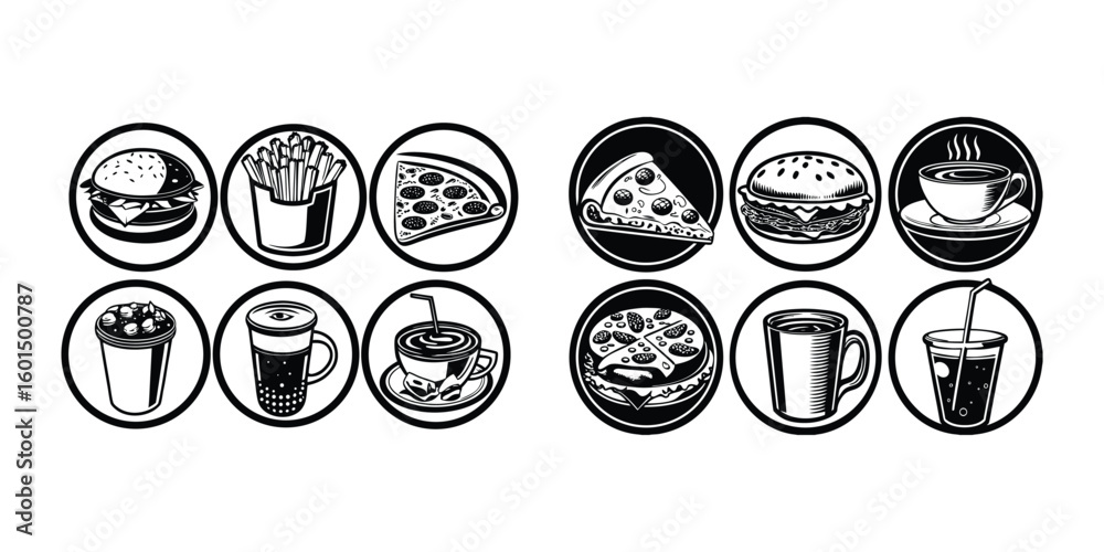 Naklejka premium food and drink line editable icon set.