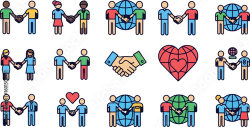 Colorful Global Unity Line Icons