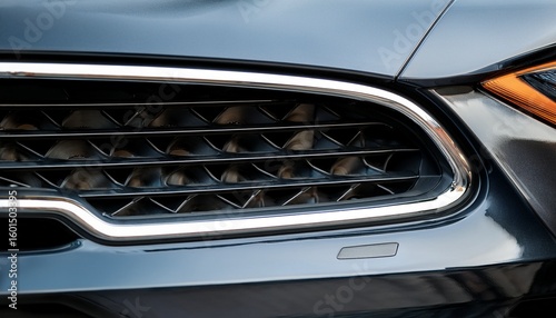 close up of car side view front splitter highlighting airflow vents