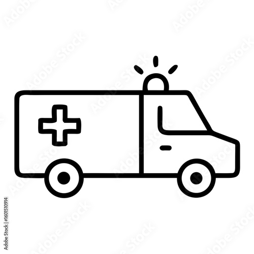 Ambulance outlined icon on transparent background  