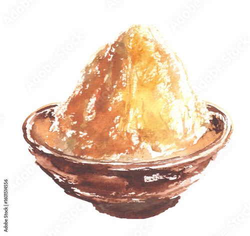 水彩で描いた白味噌のイラスト