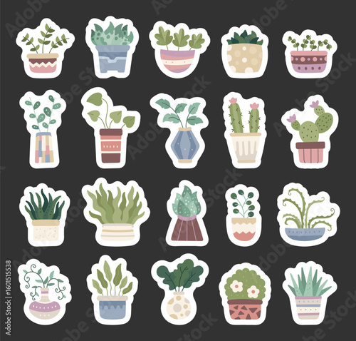 House plant pot set featuring scandinavian style with botanical interior decoration for your illustration and natural cozy spaces and peaceful home atmosphere and creative designs projects