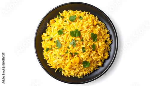 Yellow rice dish on plate