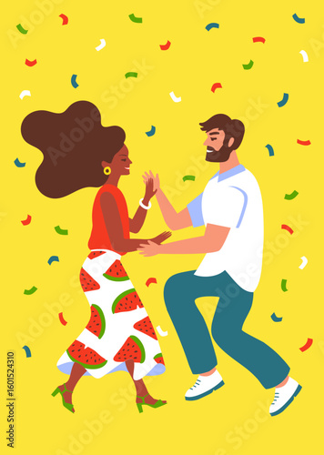 A couple is dancing. Vector illustration
