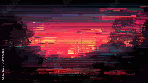 Abstract glitch vector background with vibrant colors and patterns  