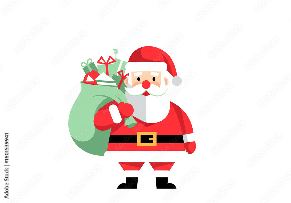 Obraz premium PNG cut out isolated background. A modern, flat design vector illustration of Santa Claus.