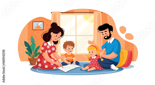 Happy family spending quality time together at home, perfect for family blogs and websites.
