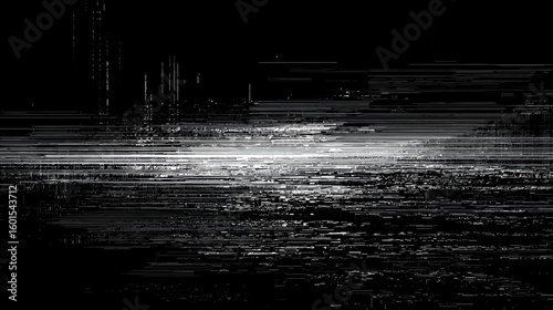 Abstract glitch vector background with dark and light horizontal lines  