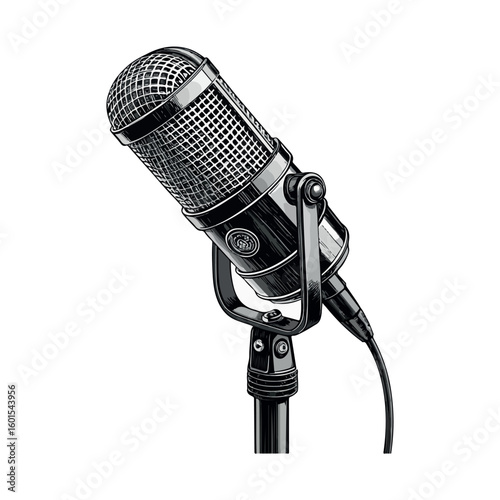Black studio microphone icon vector on white background.01