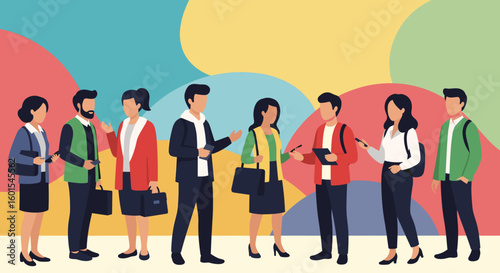 Diverse group of professionals networking, ideal for business presentations or website landing pages.