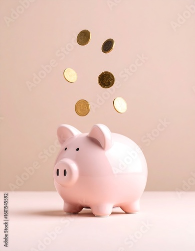 savings or finance concept, Piggy Bank with Coins Saving and Financial Concepts