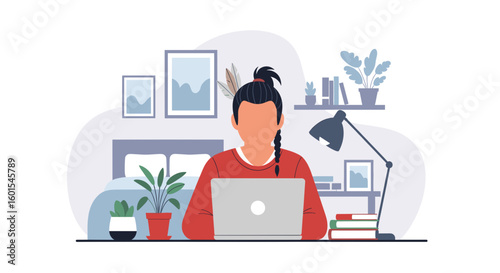 Person working on laptop from home, ideal for blog posts about remote work or work-life balance.