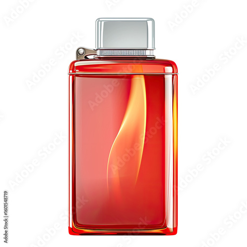 Red rectangular lighter with flame graphic