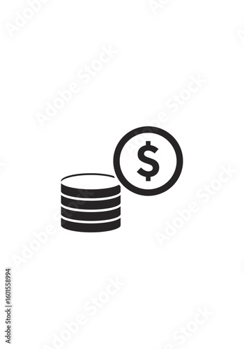Stack of Coins with Single Dollar Coin Icon