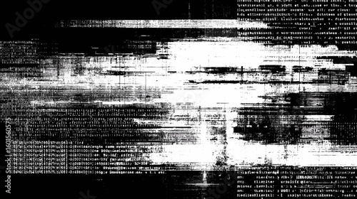 Abstract glitch vector background in black and white design  