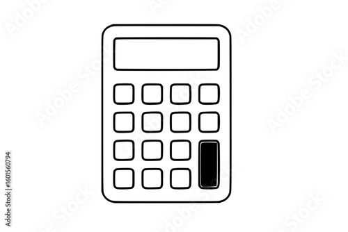 Simple Isolated Calculator Icon with Black Outline
