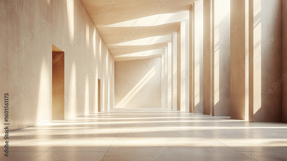 Obraz premium Empty light-filled modern hallway