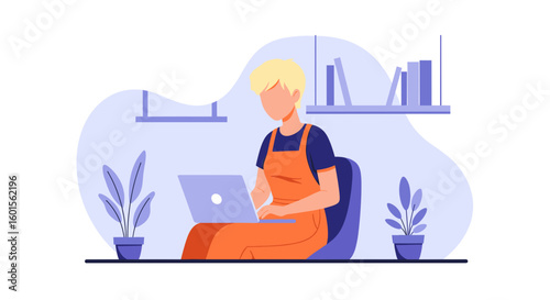 Person working on laptop at home, perfect for blog posts or website banners about remote work.