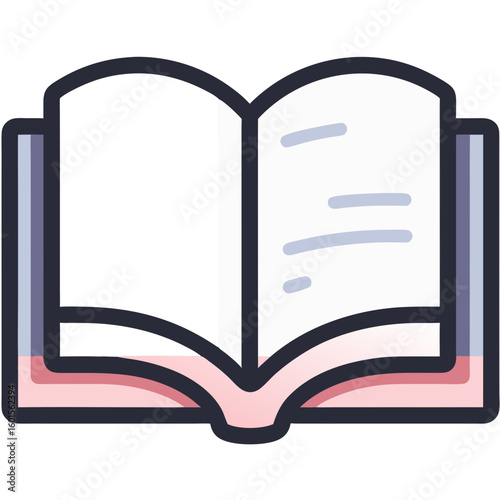 Open book with clean pages and simple text lines, representing knowledge and learning