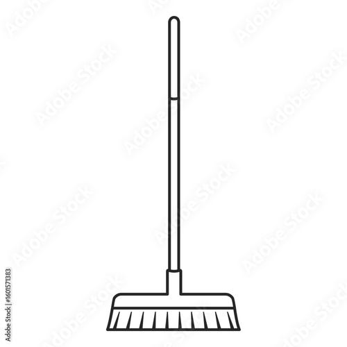 Push broom for yard work work as a outline vector icon